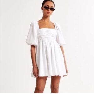 Abercrombie & Fitch Emerson Poplin Puff Sleeve Mini Dress